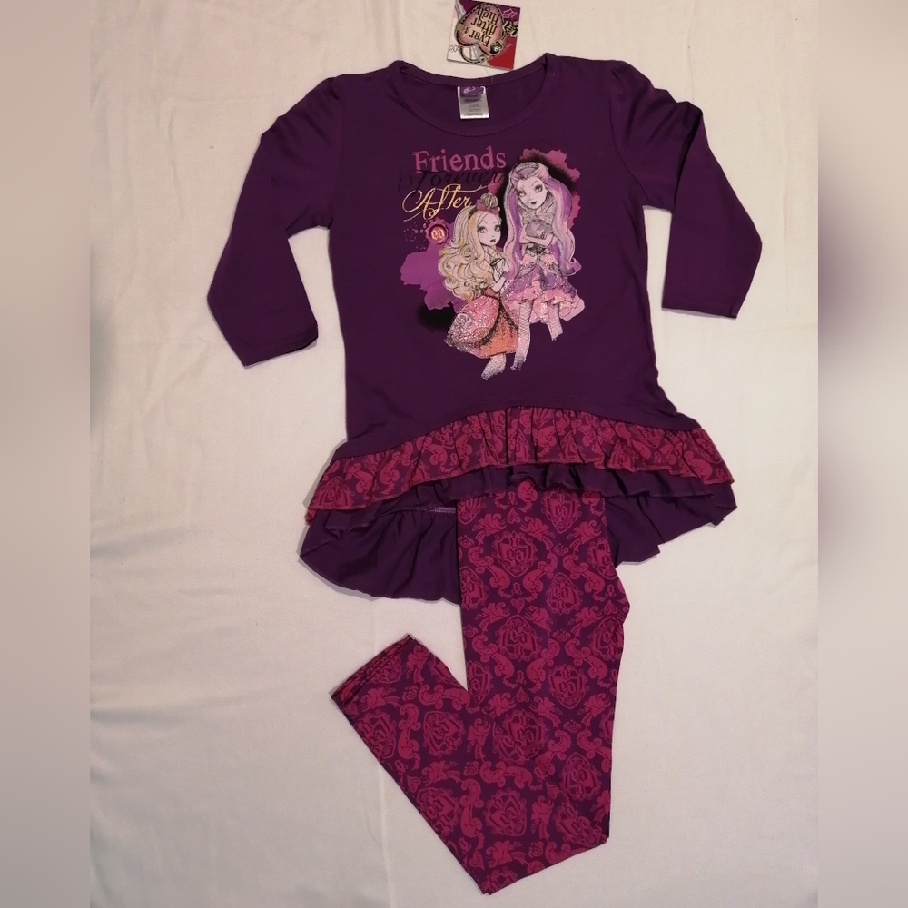 Ever After High Raven Queen Apple White 2 PC Top & Legging Set NWT Sz 8, 10, 12